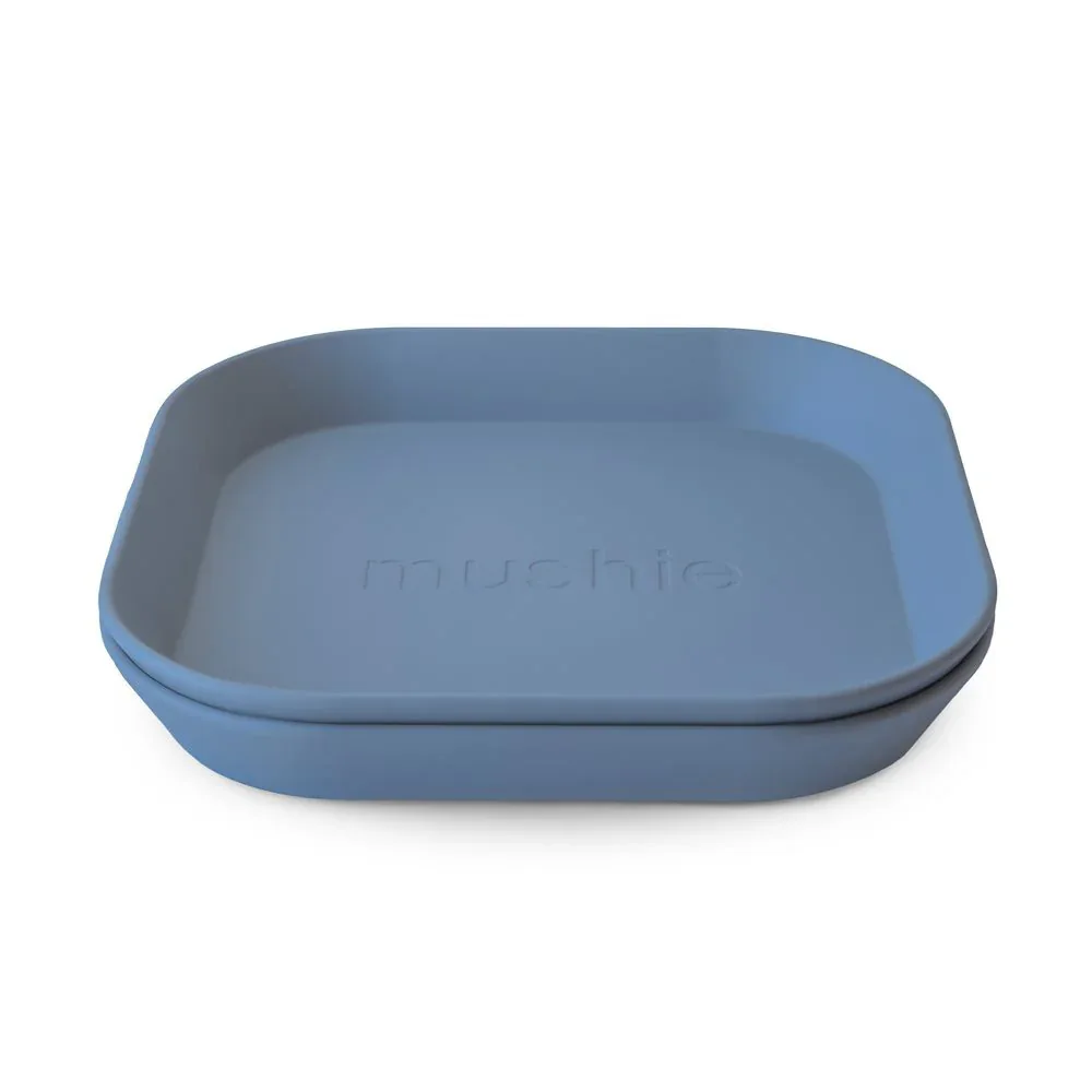 Mushie® Square Dinnerware Plate Set of 2 Twilight Blue - Image 2