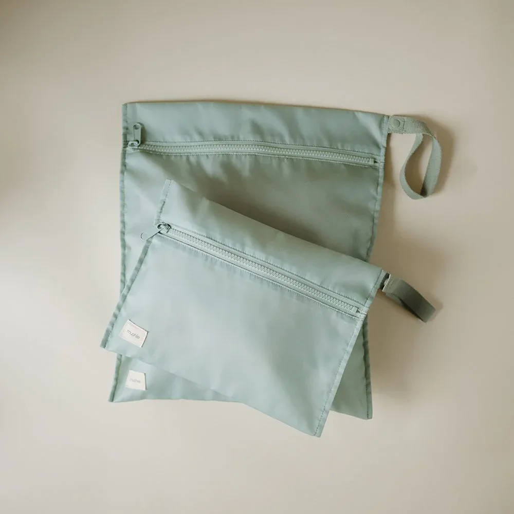 Mushie® Water Resistant Wet Bag 2 Pack​ Roman Green - Image 2