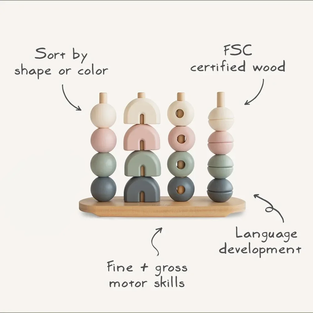 Mushie® Wooden Multi Shape Stacker - Image 3