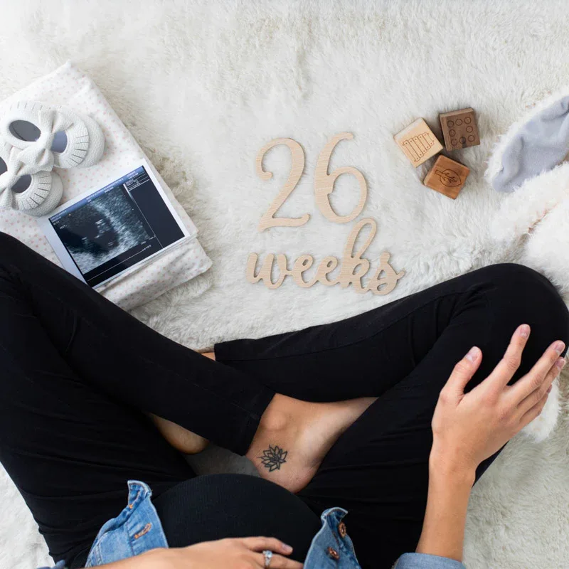 Pearhead® Wooden Baby Milestone Numbers and Words Photo Props - Image 5