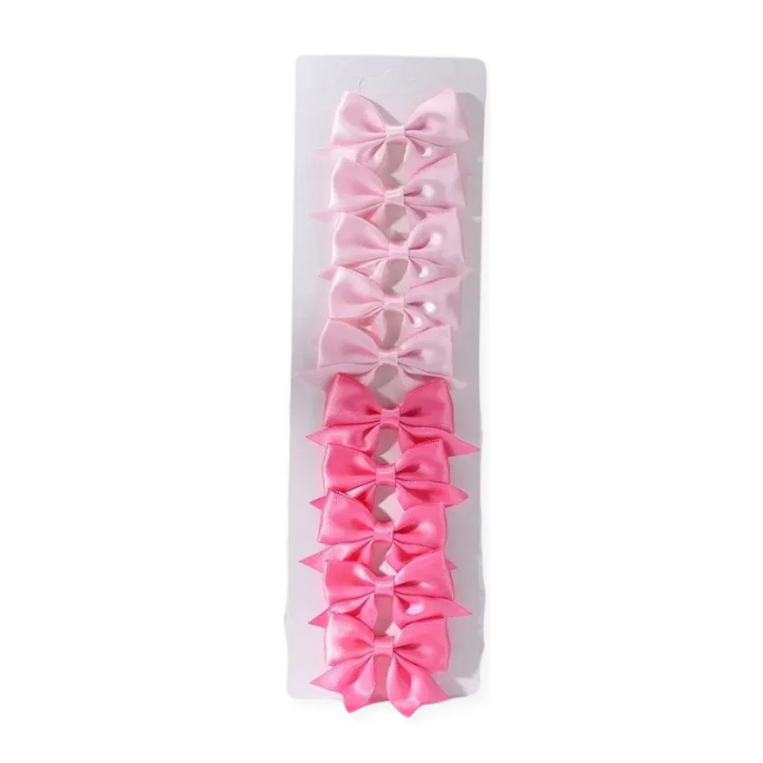 Petite Anna® Hair Clips Silk Bow Pink 10 pcs