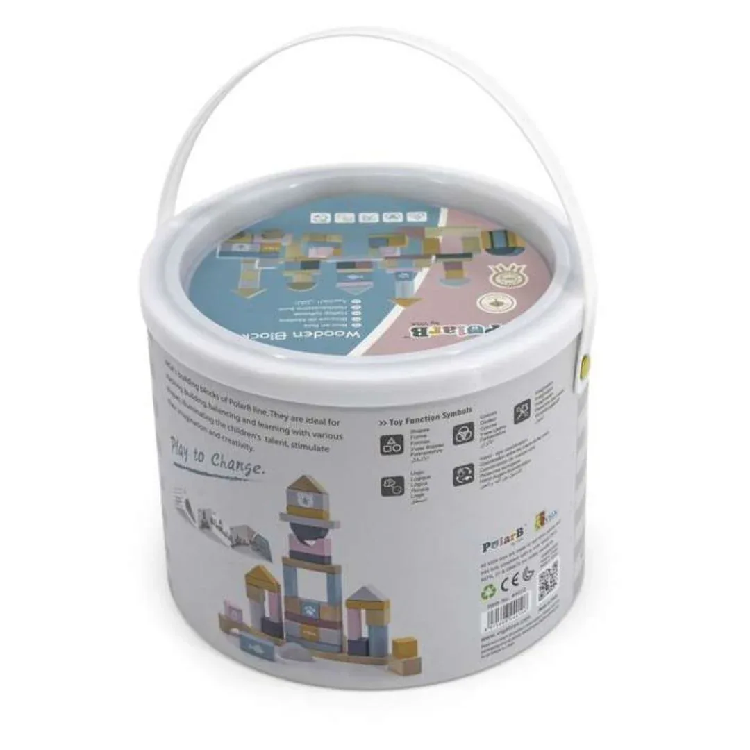 PolarB® Wooden Blocks in Bucket 60 pcs - Image 3