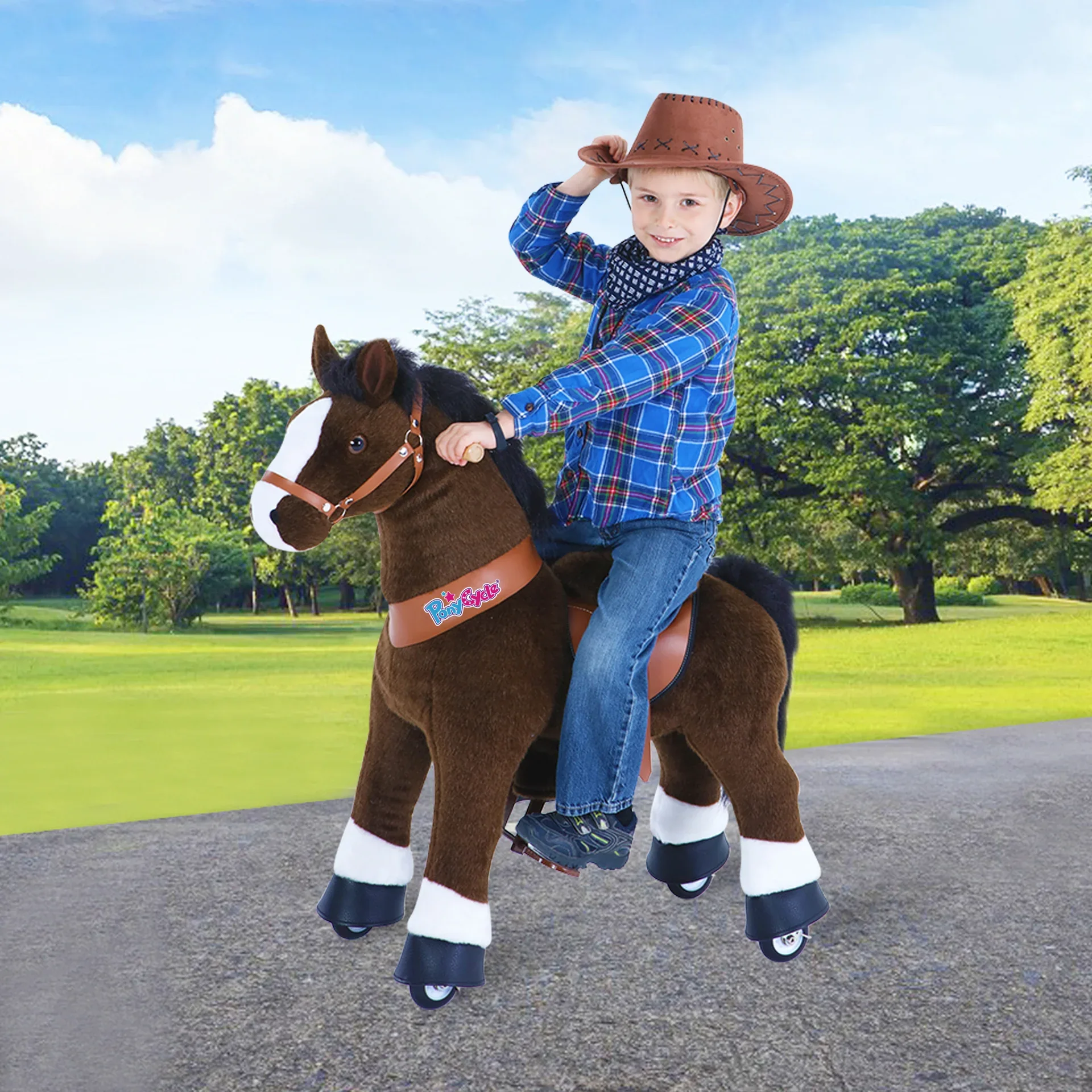 PonyCycle® Horse on the wheels - Chocolate Brown with White Hoof (4-7Y) - Image 8