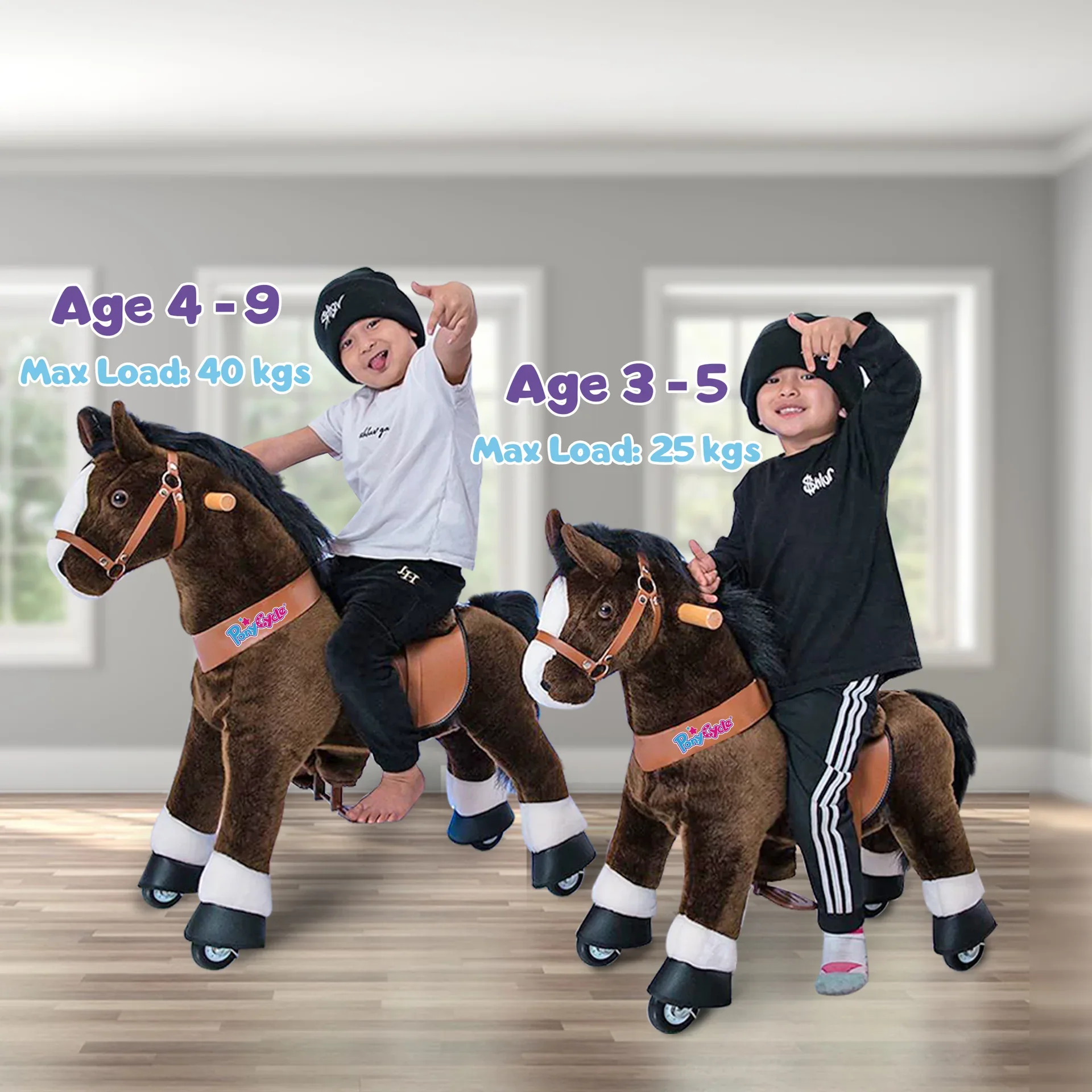 PonyCycle® Horse on the wheels - Chocolate Brown with White Hoof (4-7Y) - Image 9