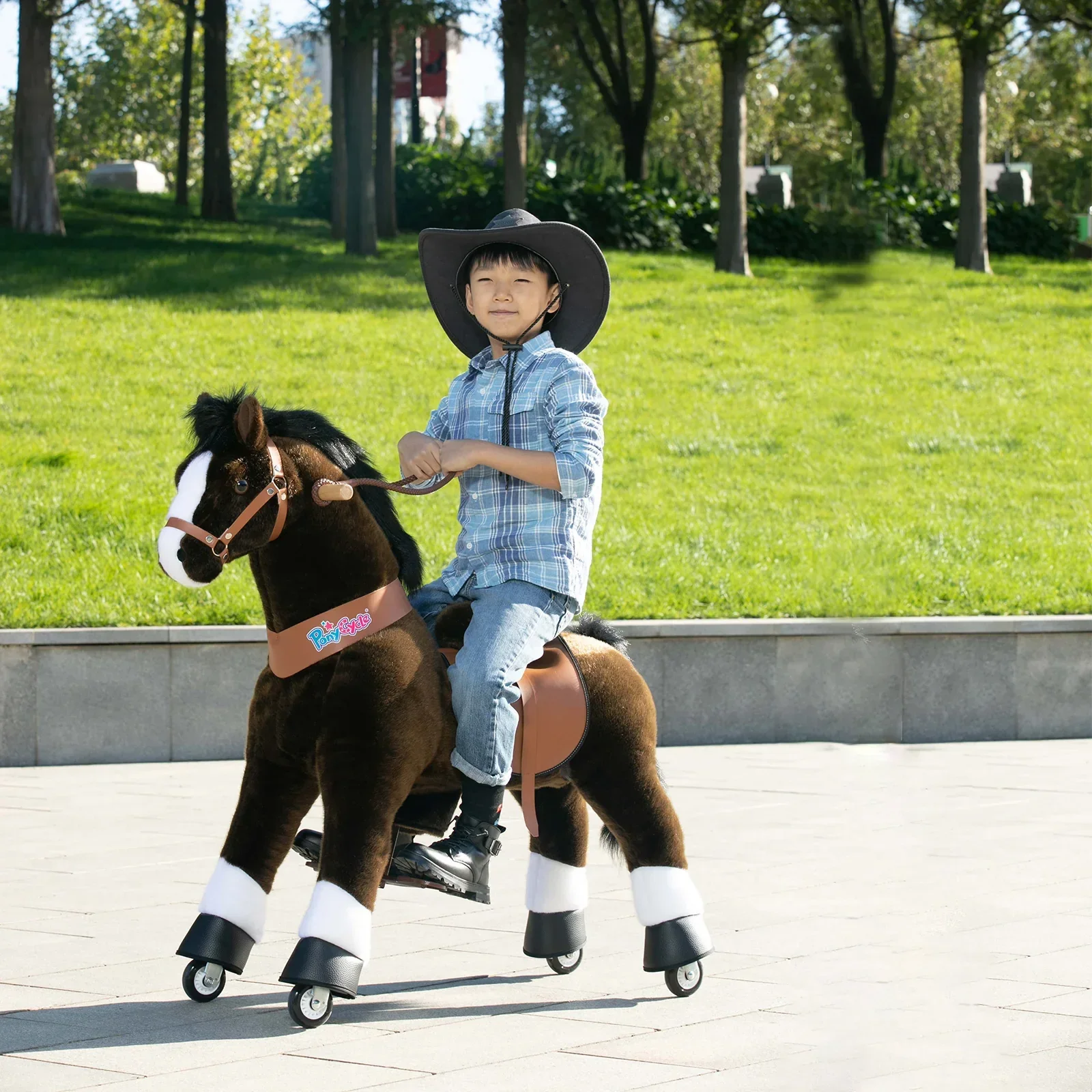 PonyCycle® Horse on the wheels - Chocolate Brown with White Hoof (7+Y) - Image 4