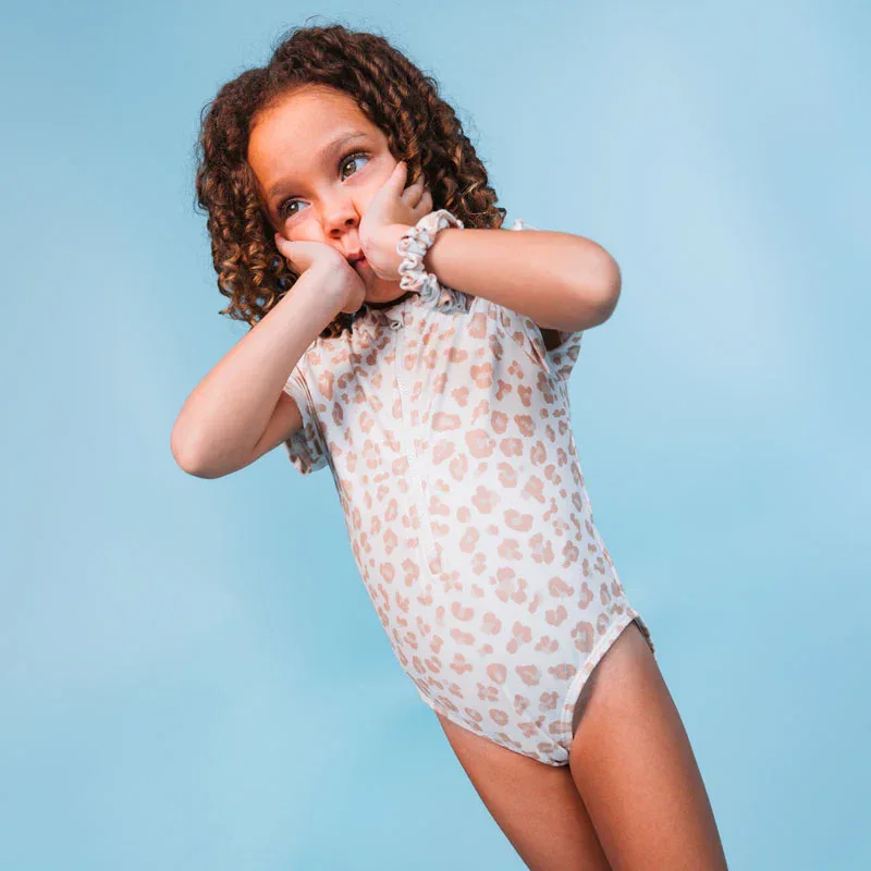 Swim Essentials® Swimsuit with short sleeves Neutral Leopard - Image 5