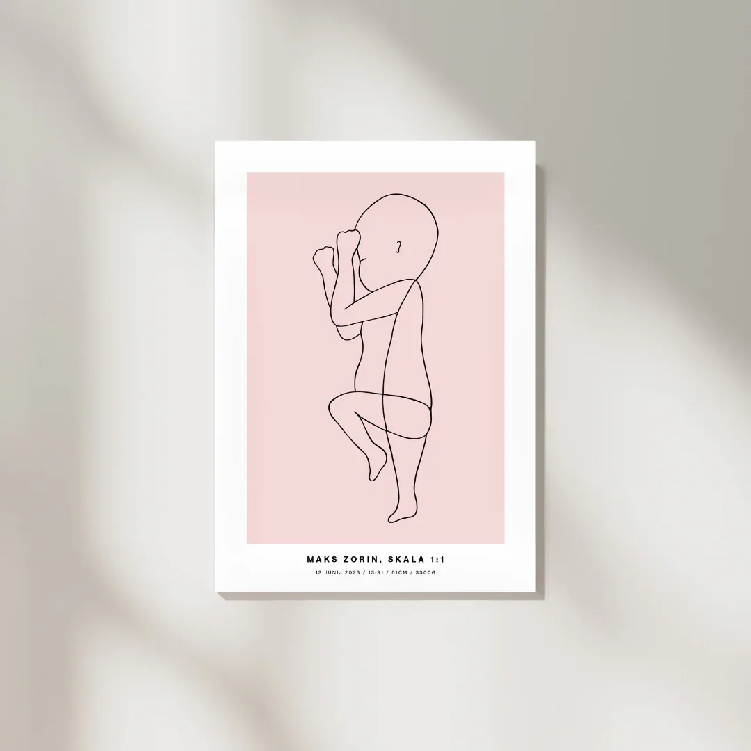 The Birth Line Poster – personalizirana ilustracija vašega otroka (1:1) - Image 3