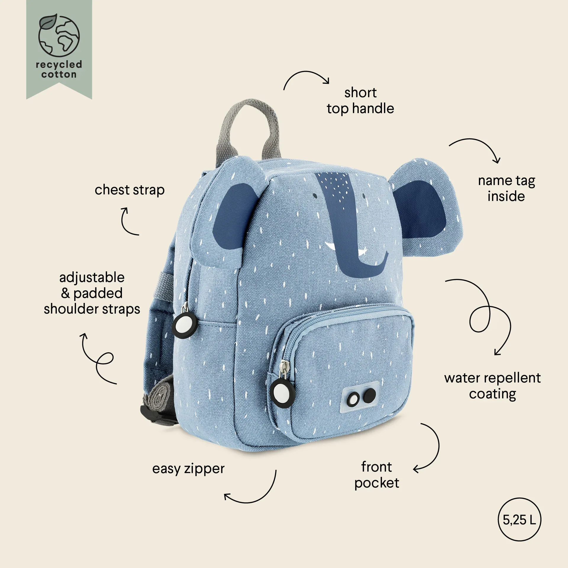 Trixie Baby® Backpack MINI Mrs. Elephant - Image 7