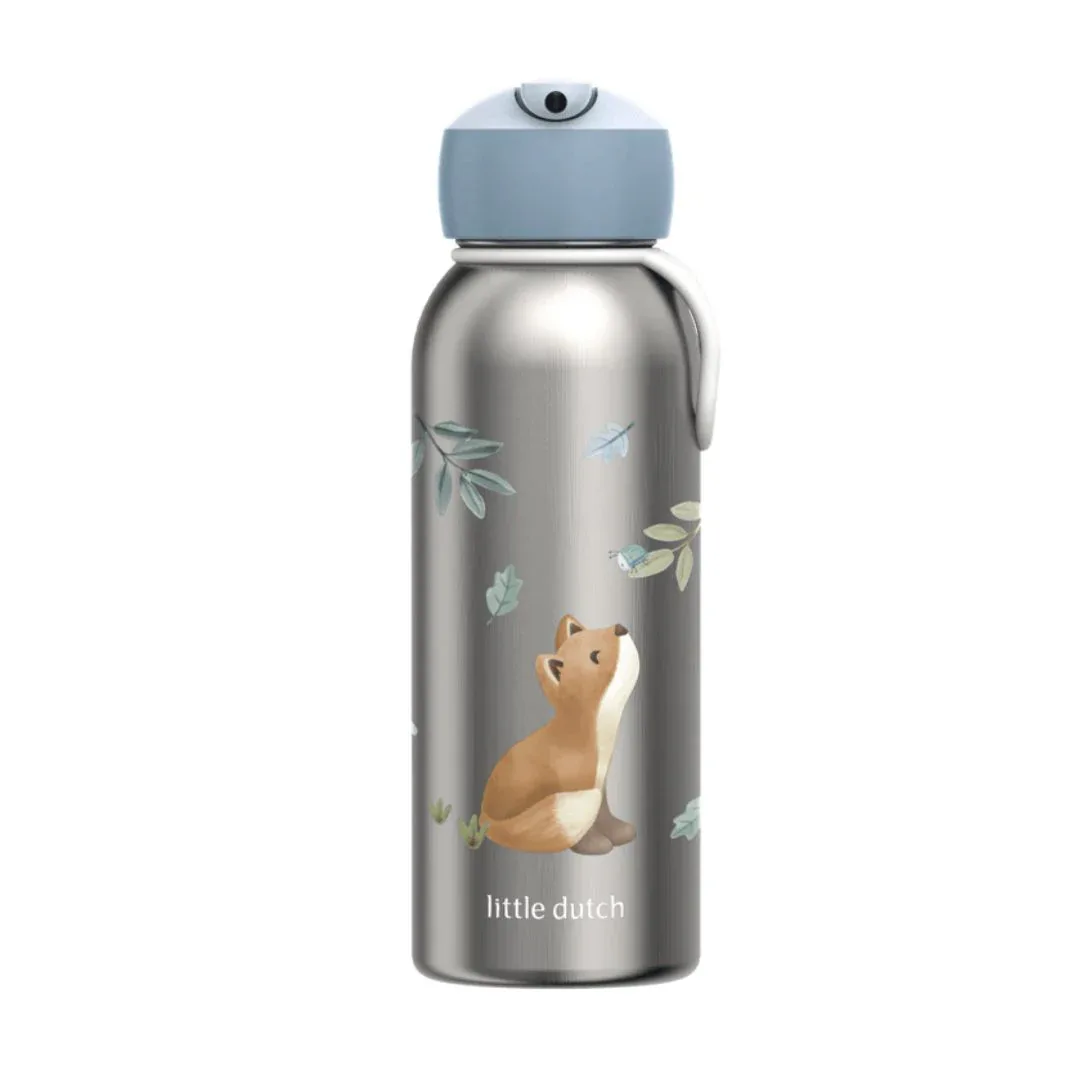 Little Dutch® Stainless Steel Kids Bottle Flip-Up Forest Friends 350ml