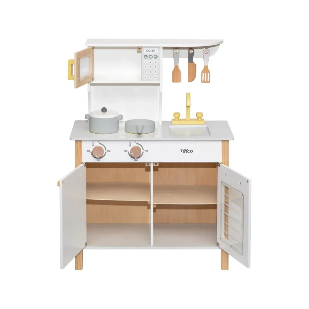 Tryco® Wooden Kitchen with Accessories White/Gold - Image 2